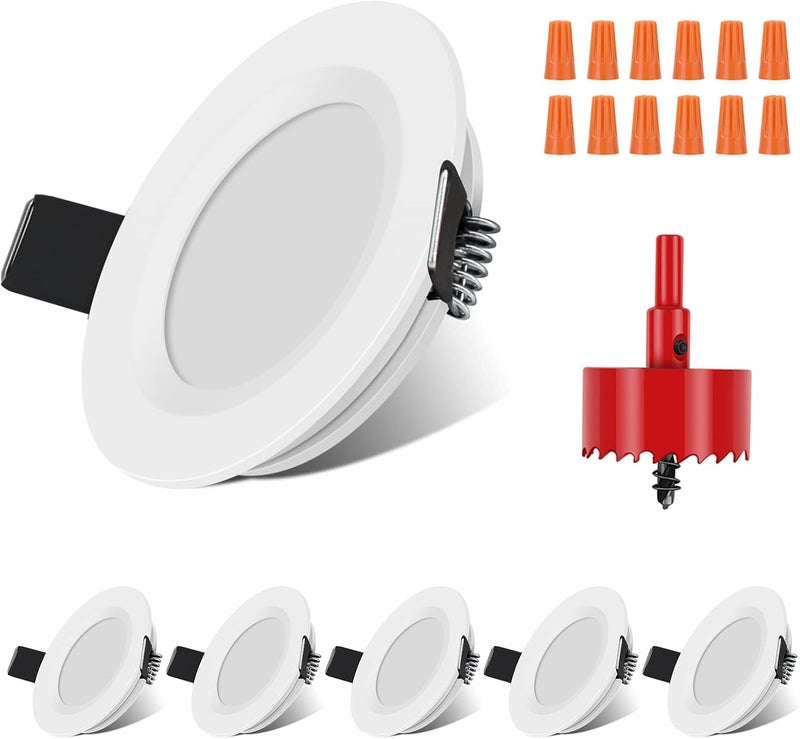 RVZONE RV Boat Recessed Ceiling Light 6 Pack 12V LED Puck Light with Hole Puncher DC 12V 3W Full Aluminum Downlights for Under Cabinet Camper Vans RV Interior Lighting,5500-6000k - Image 1